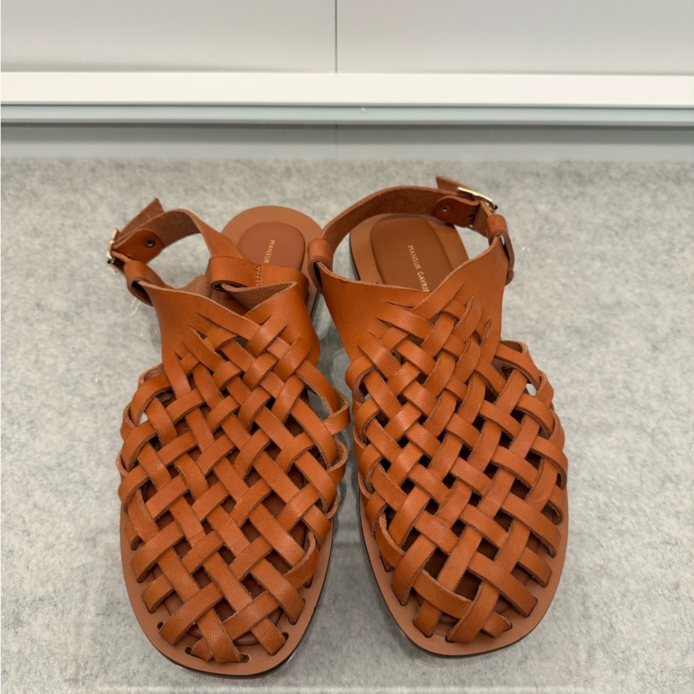 Mansur Gavriel Brown Woven Leather Sandals